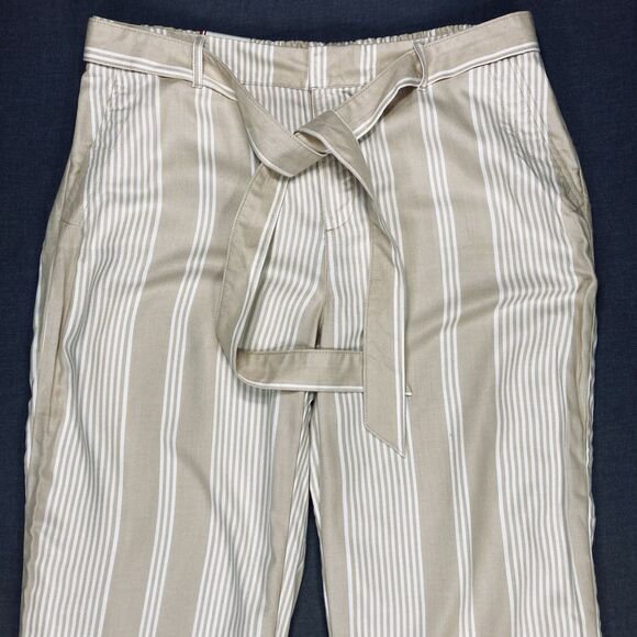 Tommy Hilfiger Pants Womens 14 Beige White Relaxed Cropped Elastic Waistband NWT - Picture 3 of 16